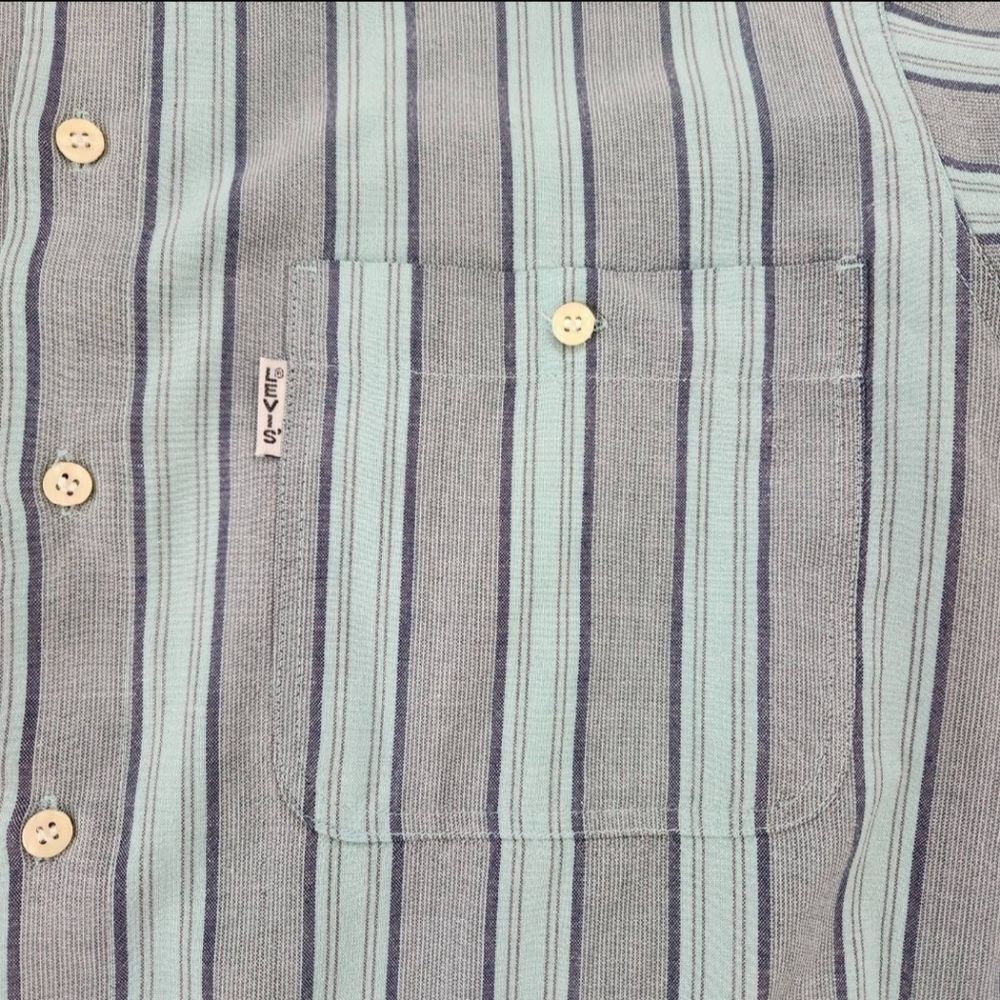 Levi's Vintage Silver‎ Label Long Sleeve Striped Button Down Blue and Gray Large - Picture 4 of 7